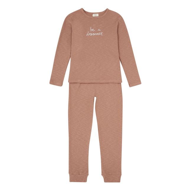 Pyjama T-Shirt + Pantalon Coton Bio Vieux Rose