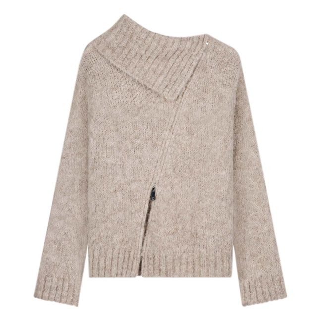 Pip Zip-Up Alpaca Wool Jumper | Beige