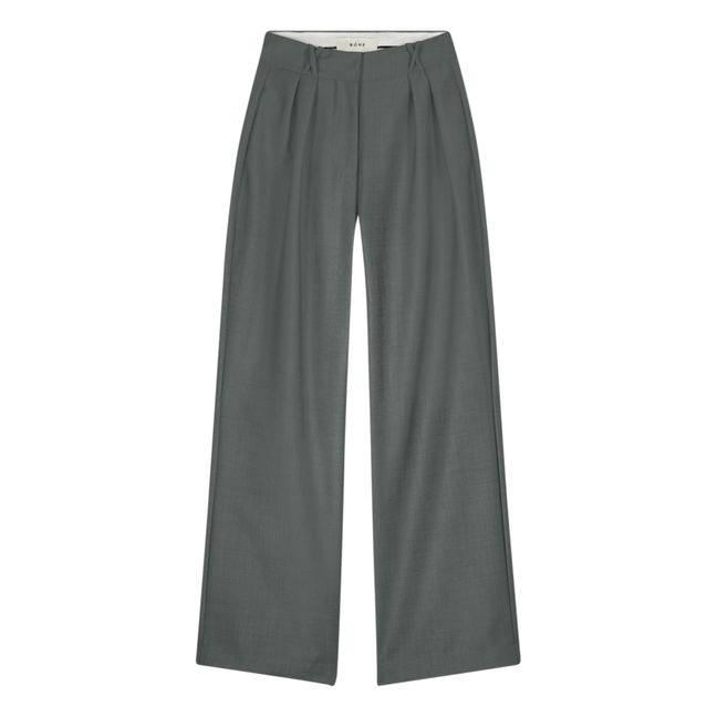 Fransje Wool and Mohair Pleated Trousers | Grey-green