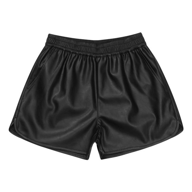 Marie Vegan Leather Shorts | Negro