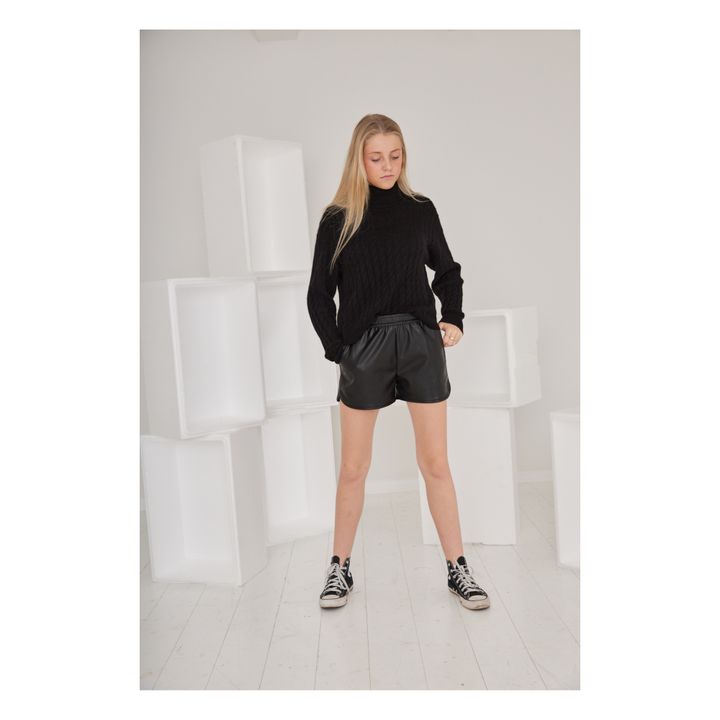 Marie Vegan Leather Shorts | Black- Product image n°1