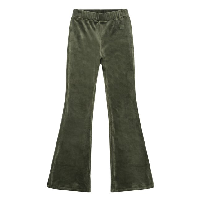 Frances Velour Flared Trousers | Verde militare