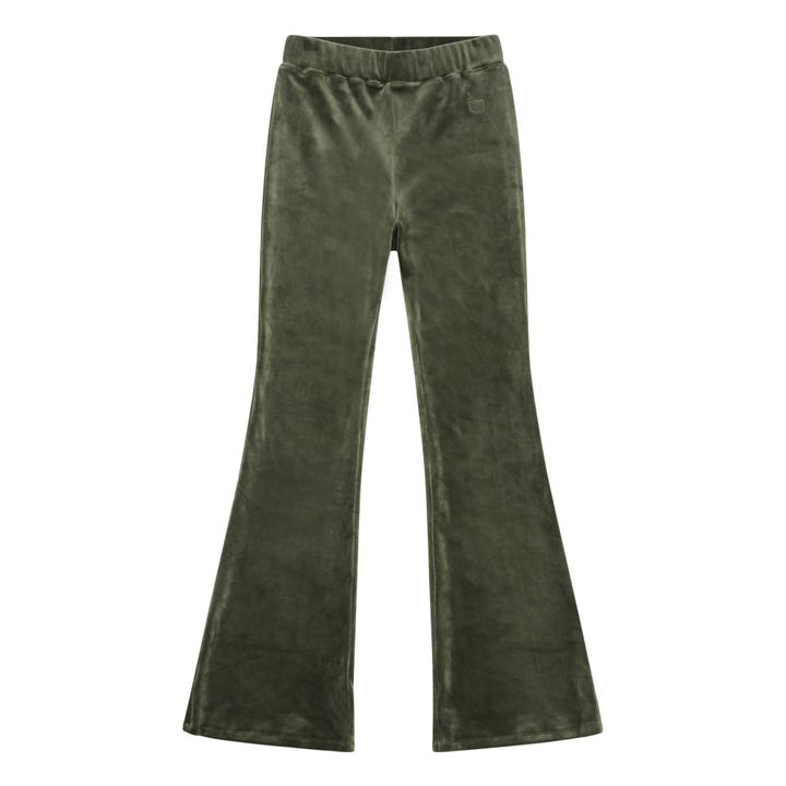 Frances Velour Flared Trousers | Verde Kaki- Imagen del producto n°0