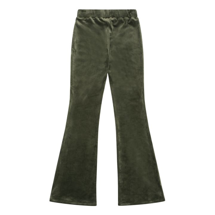 Frances Velour Flared Trousers | Verde Kaki- Imagen del producto n°3