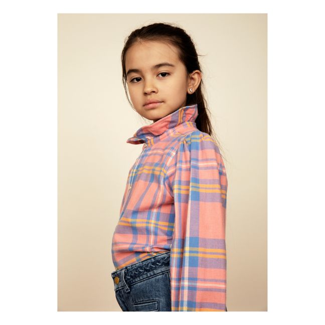 Recycled Polyester Checked Blouse | Pink