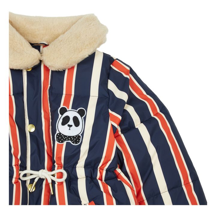 Recycled Polyester Striped Faux-Fur Puffer Jacket Azul Marino- Imagen del producto n°1