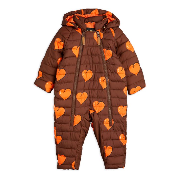 Recycled Polyester Heart Baby Snowsuit Marrón- Imagen del producto n°0