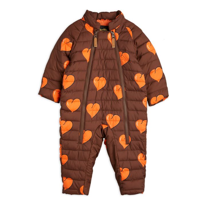 Recycled Polyester Heart Baby Snowsuit Marrón- Imagen del producto n°1