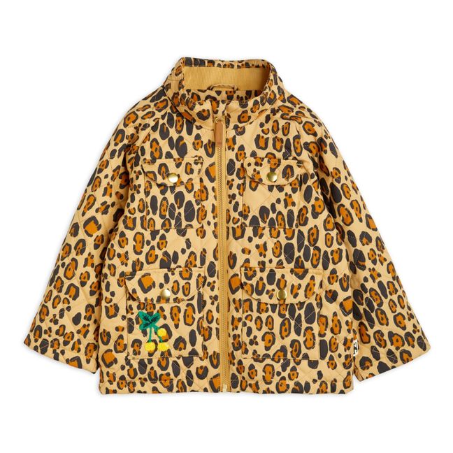 Recycled Polyester and Organic Cotton Leopard Print Jacket Brown