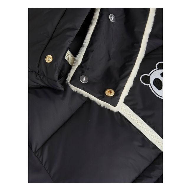 Recycled Polyester Panda Puffer Jacket | Schwarz