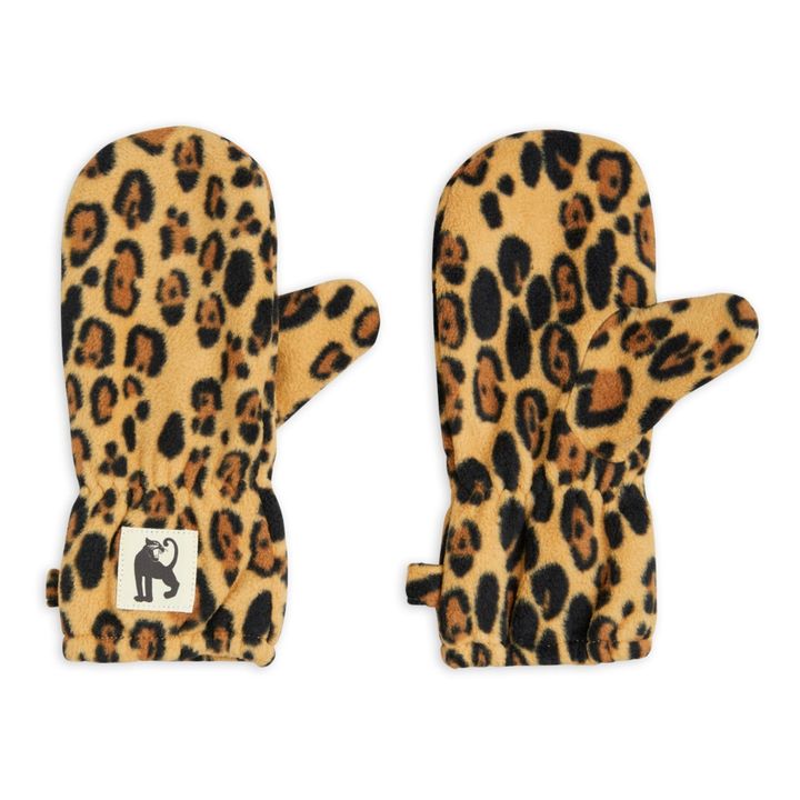 Recycled Polyester Leopard Print Mittens | Marrón- Imagen del producto n°0