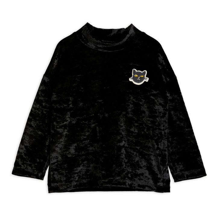 Recycled Polyester Velour Polo Neck Cat Jumper Negro- Imagen del producto n°0