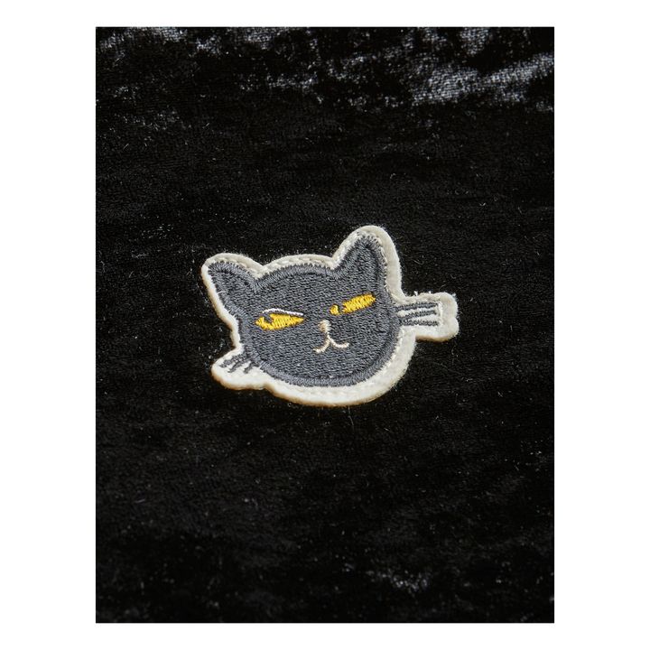 Recycled Polyester Velour Polo Neck Cat Jumper Negro- Imagen del producto n°1