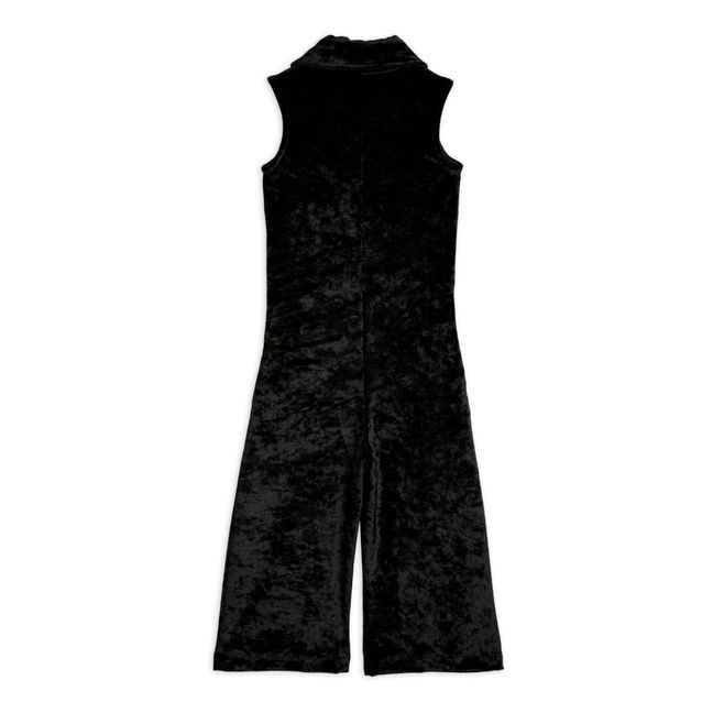 Recycled Polyester Velour Cat Jumpsuit Nero