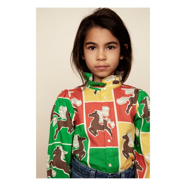 Organic Cotton Collared Horse Blouse | Rosso