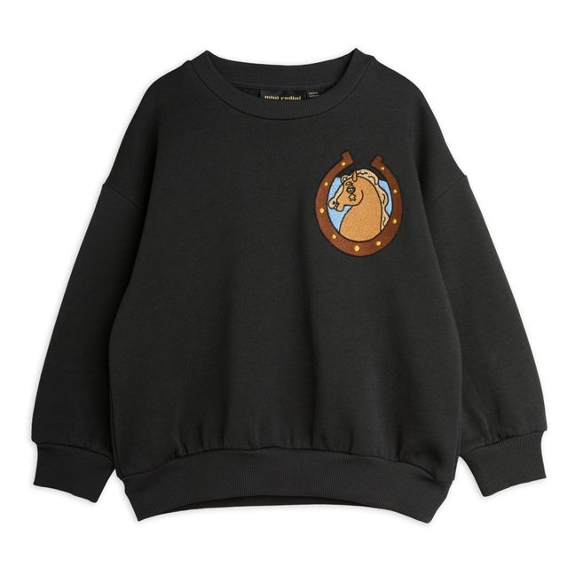 Organic Cotton Horse Sweatshirt | Negro
