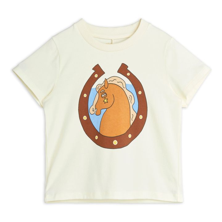 T-Shirt Kurzarm Pferd Bio-Baumwolle | Weiß- Produktbild Nr. 0