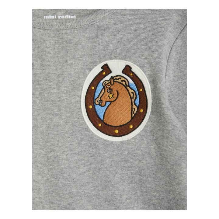 Organic Cotton Long Sleeve Horse T-shirt Gris- Imagen del producto n°1