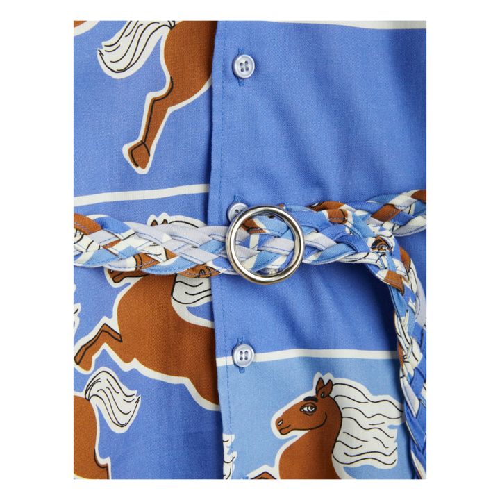 Organic Cotton Horse Shirt Dress Azul- Imagen del producto n°4