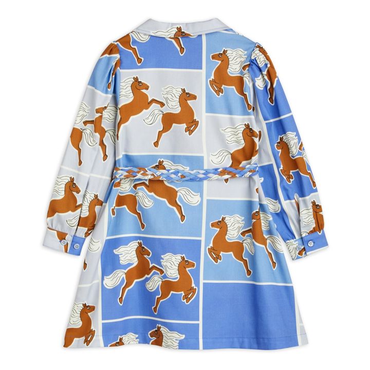Organic Cotton Horse Shirt Dress Azul- Imagen del producto n°5