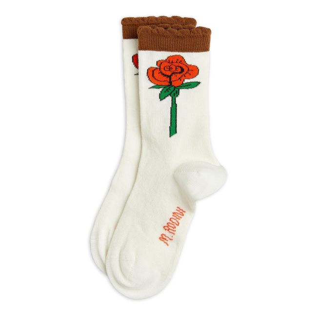 Organic Cotton Flower Socks Beige