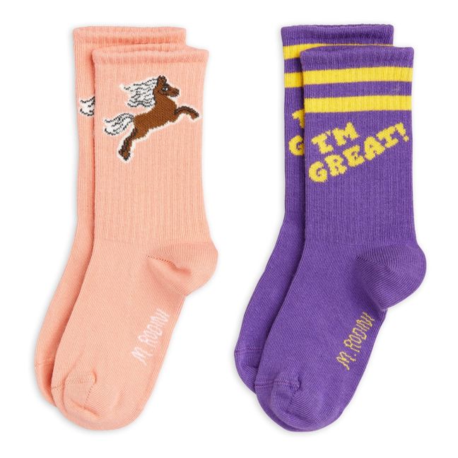 Organic Cotton Socks - Set of 2  Pink
