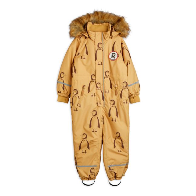 Recycled Polyester Penguin Baby Snowsuit Marrón