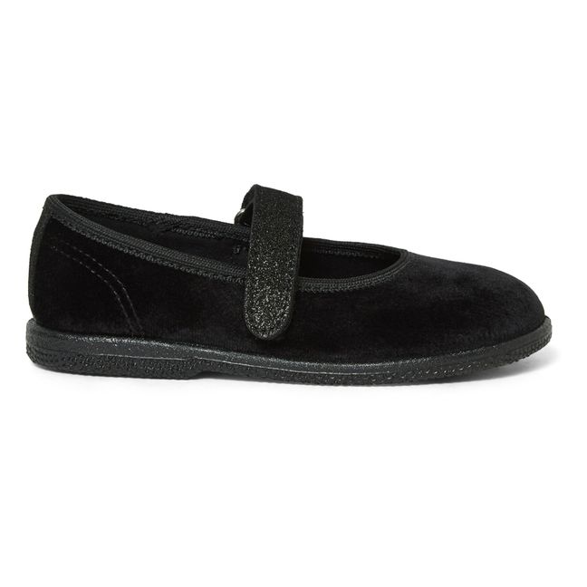 Velcro Mary Jane Slippers | Black
