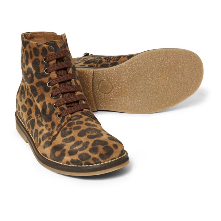 Leopard Print Lace-Up Boots | Camel- Imagen del producto n°1