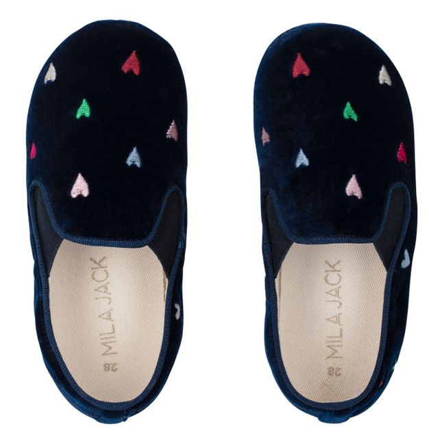 Chaussons Noa Cœurs | Bleu marine