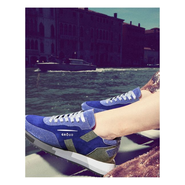 Star Low-Top Glitter Mesh Sneakers | Azul Marino