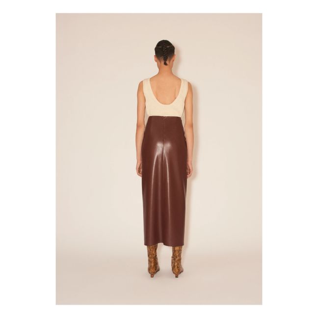 Leane Vegan Leather Skirt Marrón
