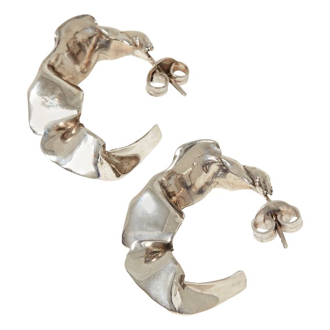 Mini Flow Hoop Earrings Silber