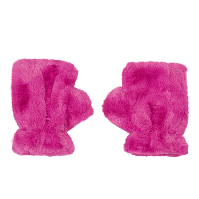 Ariel Faux Fur Mittens | Pink