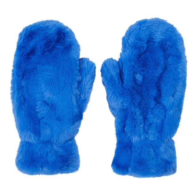 Coco Faux Fur Mittens | Electric blue
