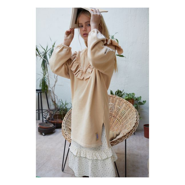 Vestido de algodón orgánico con textura Colette | Albaricoque