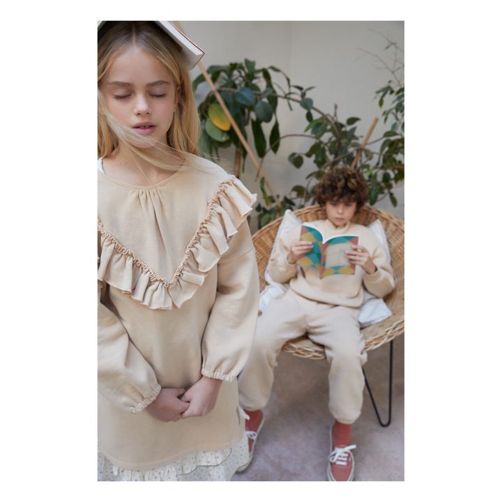 Vestido de algodón orgánico con textura Colette | Albaricoque- Imagen del producto n°2