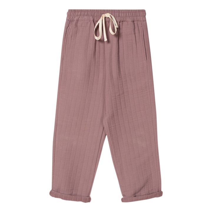 Miguel Textured Organic Cotton Trousers | Mauve- Product image n°0