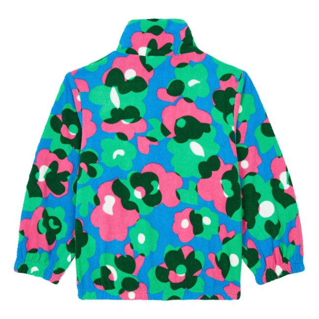 Flower Print Recycled Polyester Sweatshirt - Active Wear Collection  | Blue
