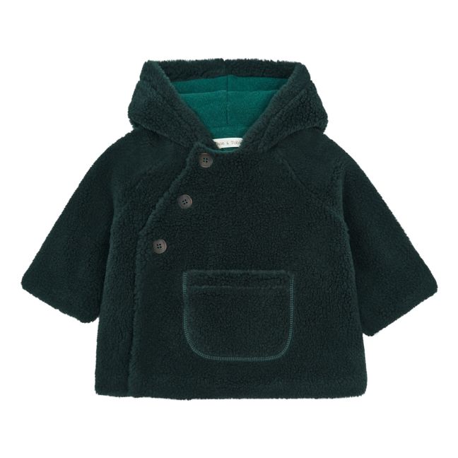 Mantel mit Felloptik Baby | Dunkelgrün