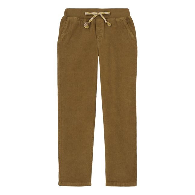 Corduroy Trousers with Elasticated Waistband | Camel