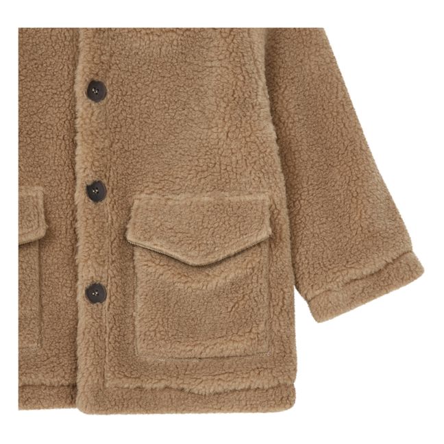 Faux Fur Hooded Coat | Taupe brown