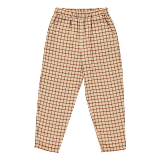 Organic Cotton Checked Trousers | Beige