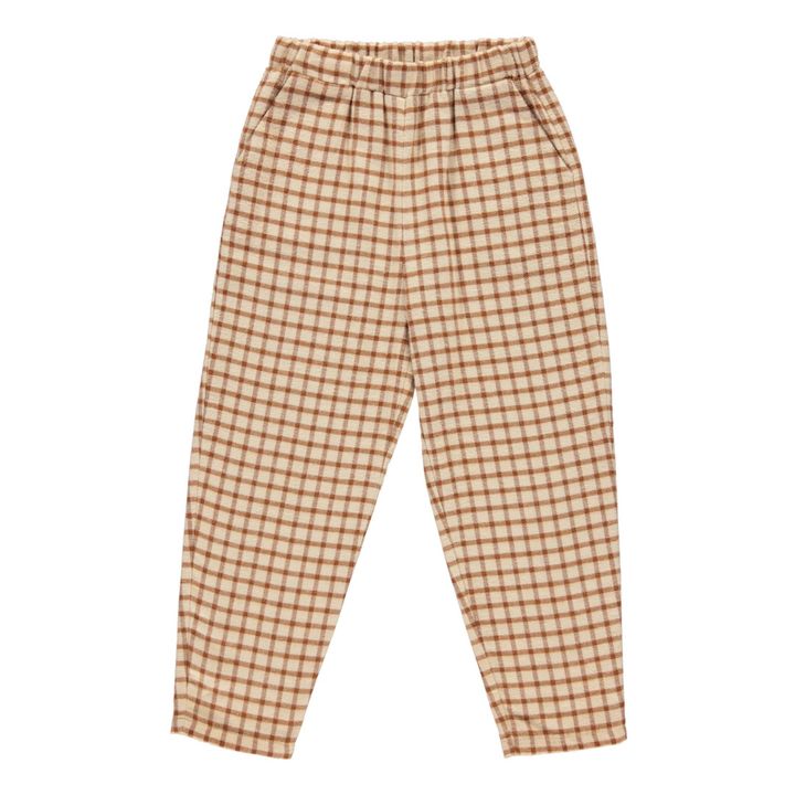 Organic Cotton Checked Trousers | Beige- Product image n°0