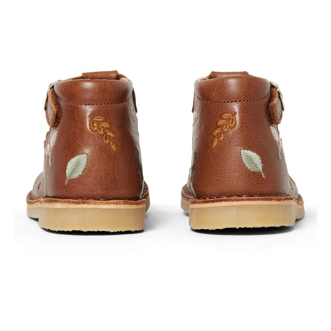 Embroidered T-Bar Mary Janes - Uniqua Capsule Collection Brown