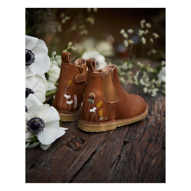 Embroidered Boots - Uniqua Capsule Collection | Cognac