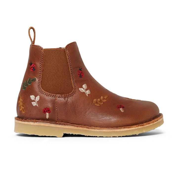 Elastic Embroidered Boots - Uniqua Capsule Collection | Brown- Product image n°0