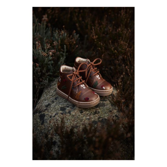 Embroidered High-Top Sneakers - Uniqua Capsule Collection Braun