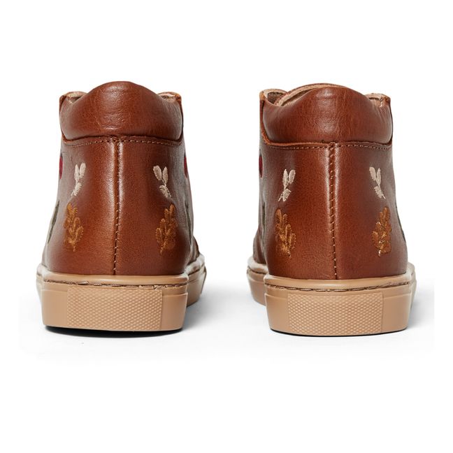 Embroidered High-Top Sneakers - Uniqua Capsule Collection | Brown