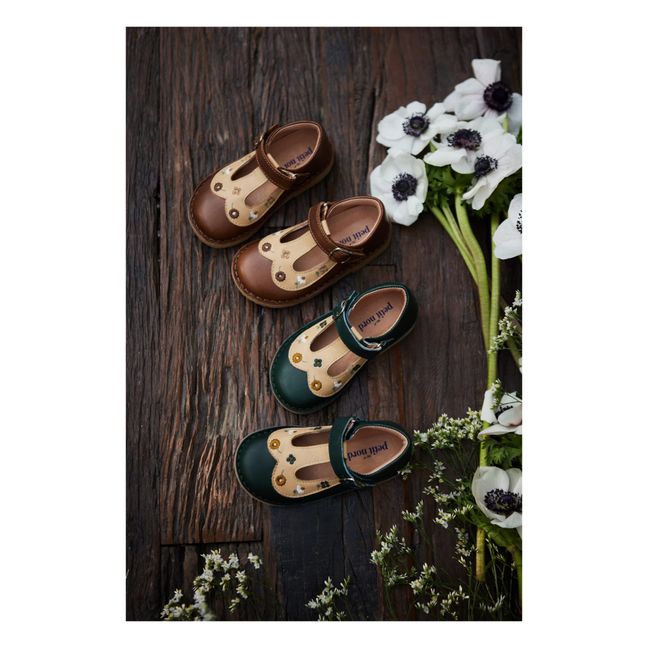 Peter Pan Embroidered T-Bar Mary Janes - Uniqua Caspule Collection | Brown